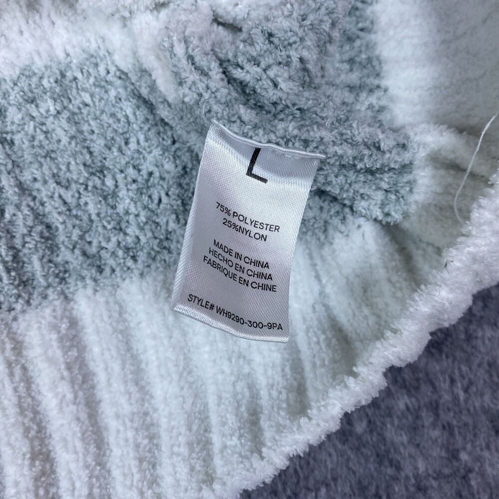 Bearpaw Women’s Chenille Sweater Chunky Knit Striped White & Gray Size Large - Picture 8 of 11